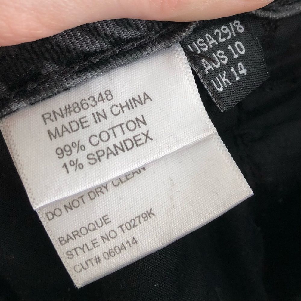 Tru Luxe Velvet Floral Skinny Jeans Women’s Size 8 Stretch Mid Rise Dark Grey - Picture 9 of 13